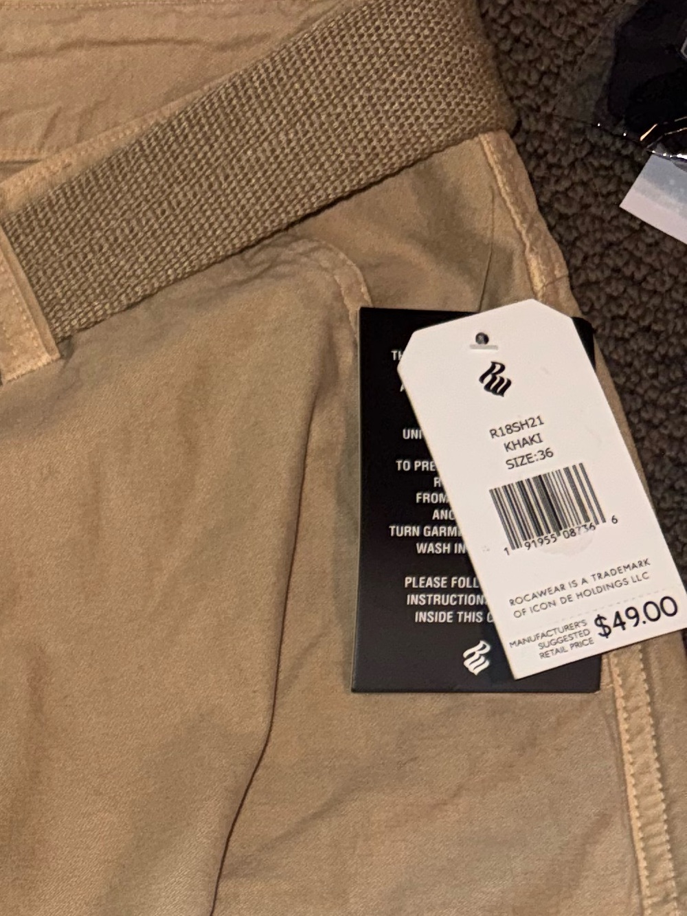 Rocawear Tan Cargo Shorts with Woven Belt